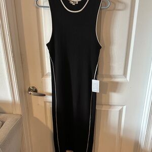 Max Studio Black and White Trim Midi Dress